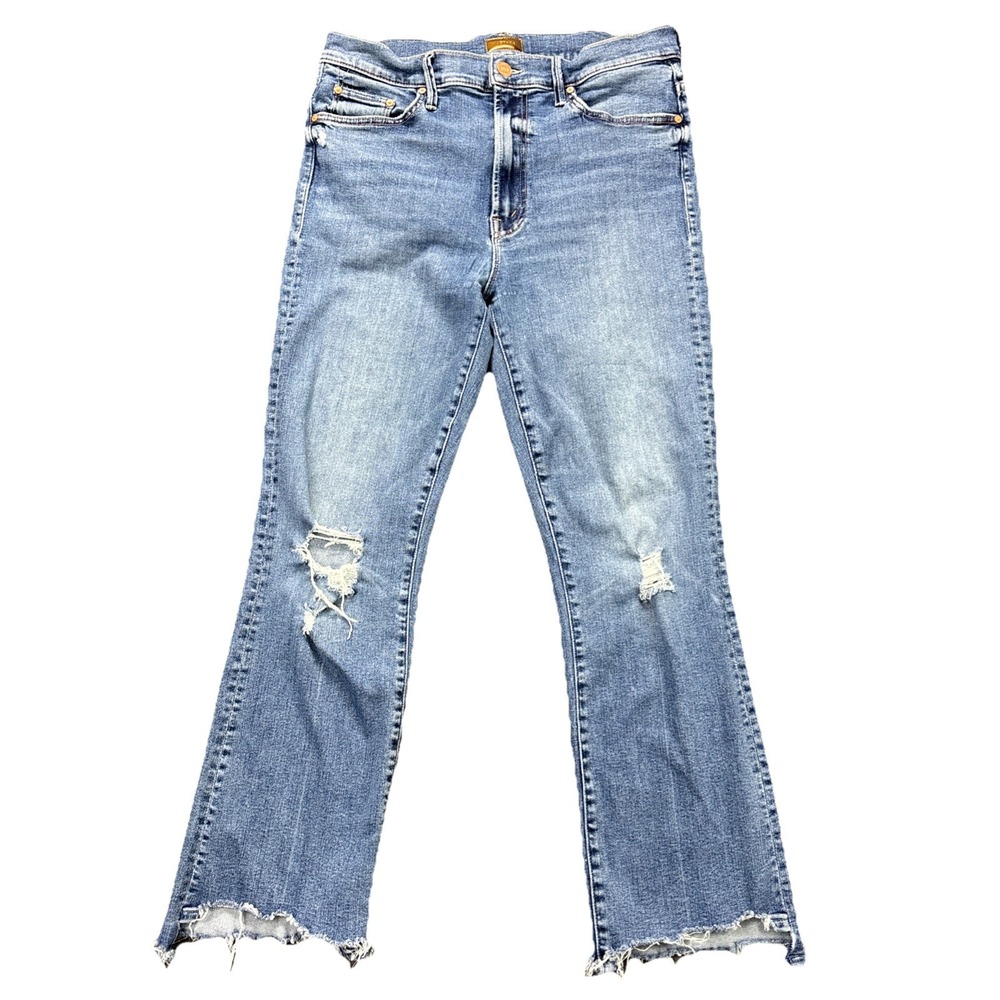 Women's Light Blue Distressed Flare Jeans